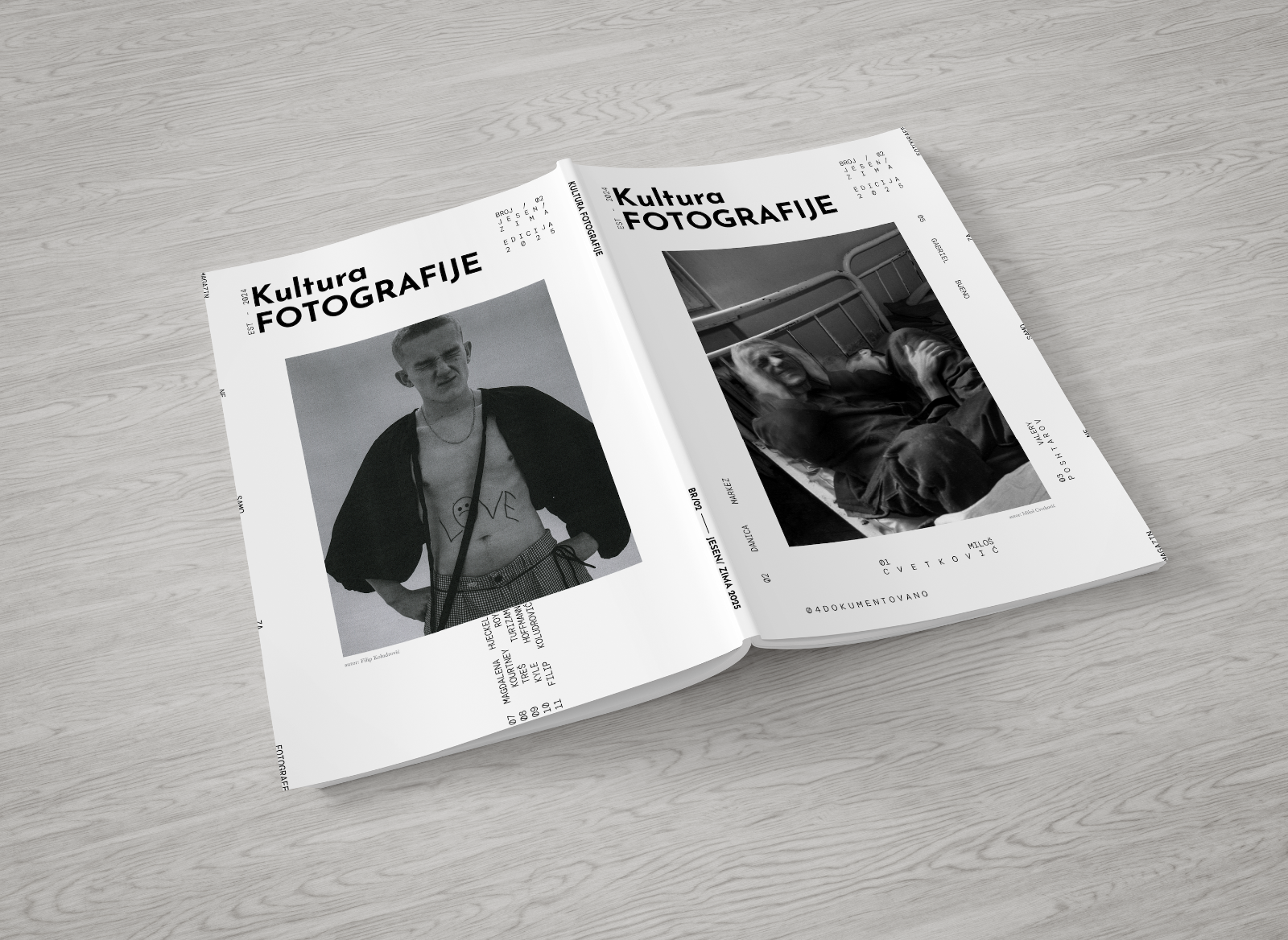 Raširen magazin gde se vidi prednja i zadnja strana Kulture Fotografije.