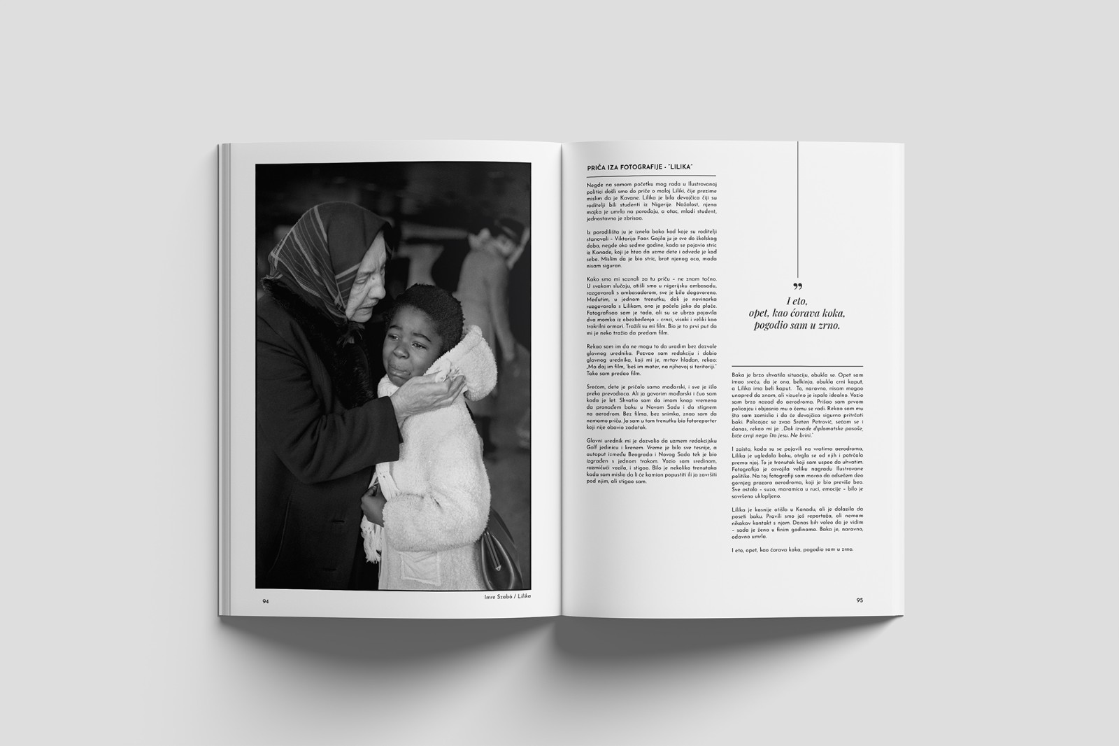 Odlomak iz magazina gde je prikazan intervju sa fotografom Imre Szabom
