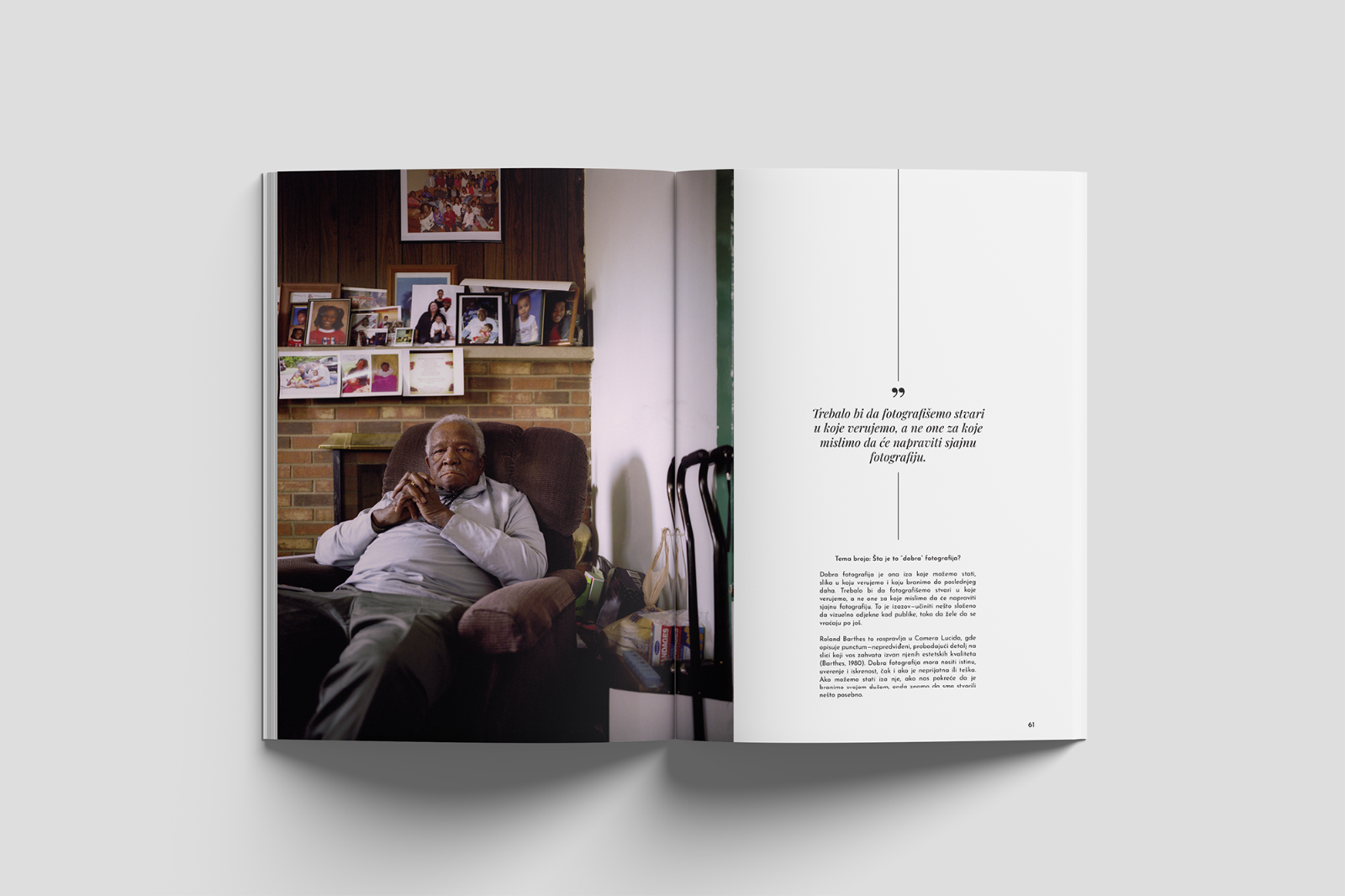 Odlomak magazina gde se vidi intervju i jedna od fotografija britanskog fotografa Inzajeana Latifa